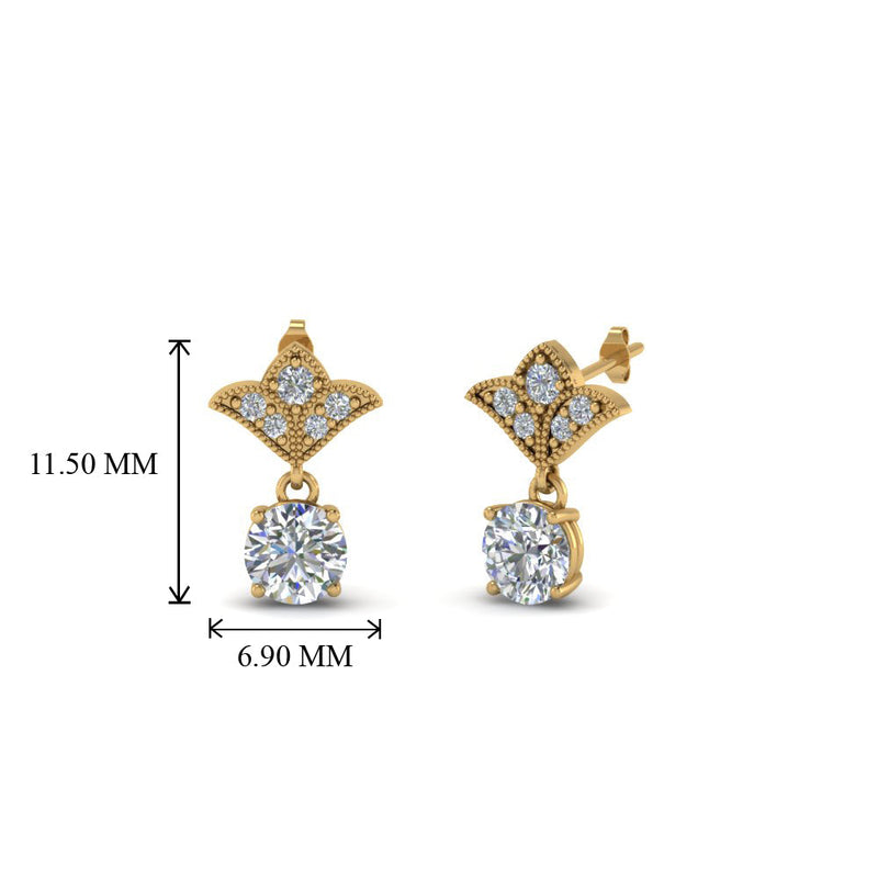 Art Deco Inspired Round Drop Earring Half Carat
