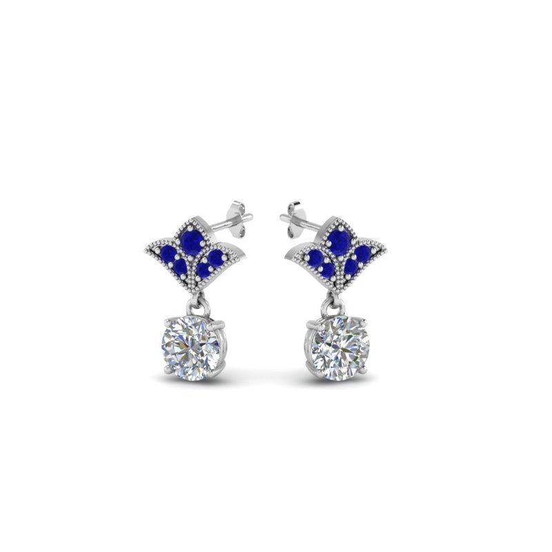 Art Deco Inspired Round Drop Earring Half Carat