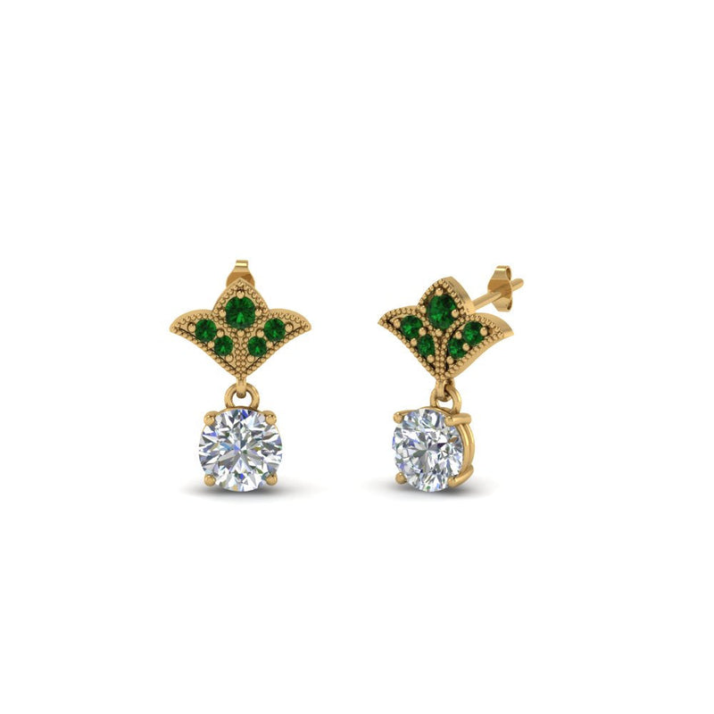 Art Deco Inspired Round Drop Earring Half Carat