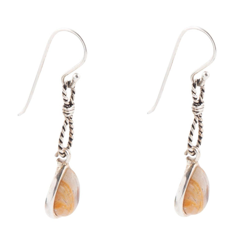 Astro Grey Wood Opal and Sterling Silver Drop Earrings