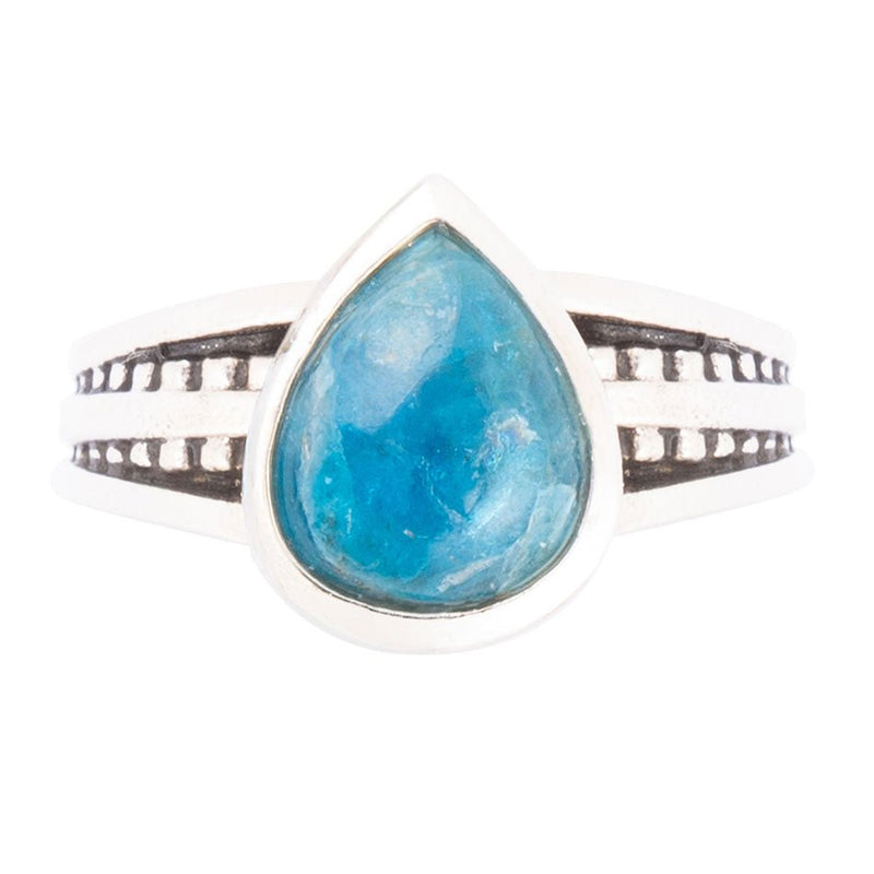 Astro Teardrop Blue Apatite and Sterling Silver Ring