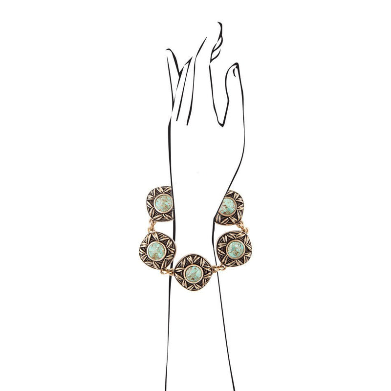 Avalon Blue Turquoise Golden Link Bracelet