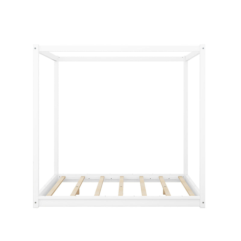 Wood Canopy Platform Bed With Support Legs And Airflow Slats