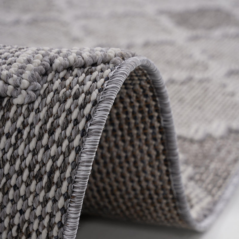 NAAR Guros Collection 6X9 White / Grey / Trellis Indoor / Outdoor Area Rug