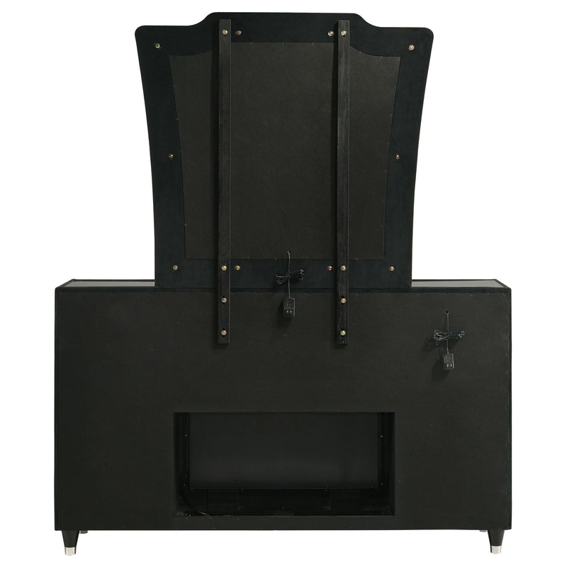 Lorient 8-drawer LED Flame Box Dresser and Mirror Black