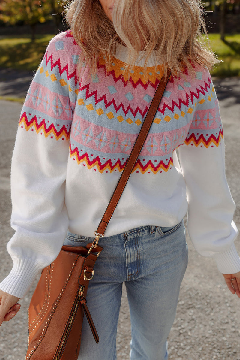 Avery Print Drop Shoulder Sweater