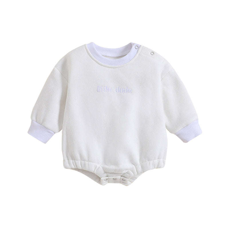 Infant Jumpsuit Solid Color Loose Long Sleeves Onesie