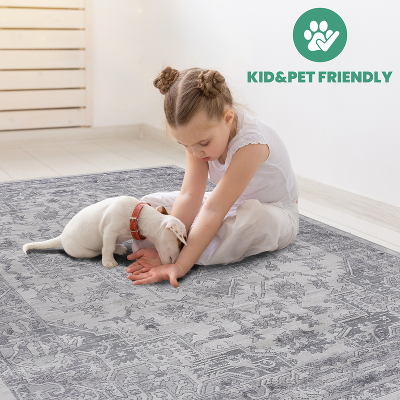 NAAR MARFI Collection 2X3 Silver / Oriental Doormat Rug