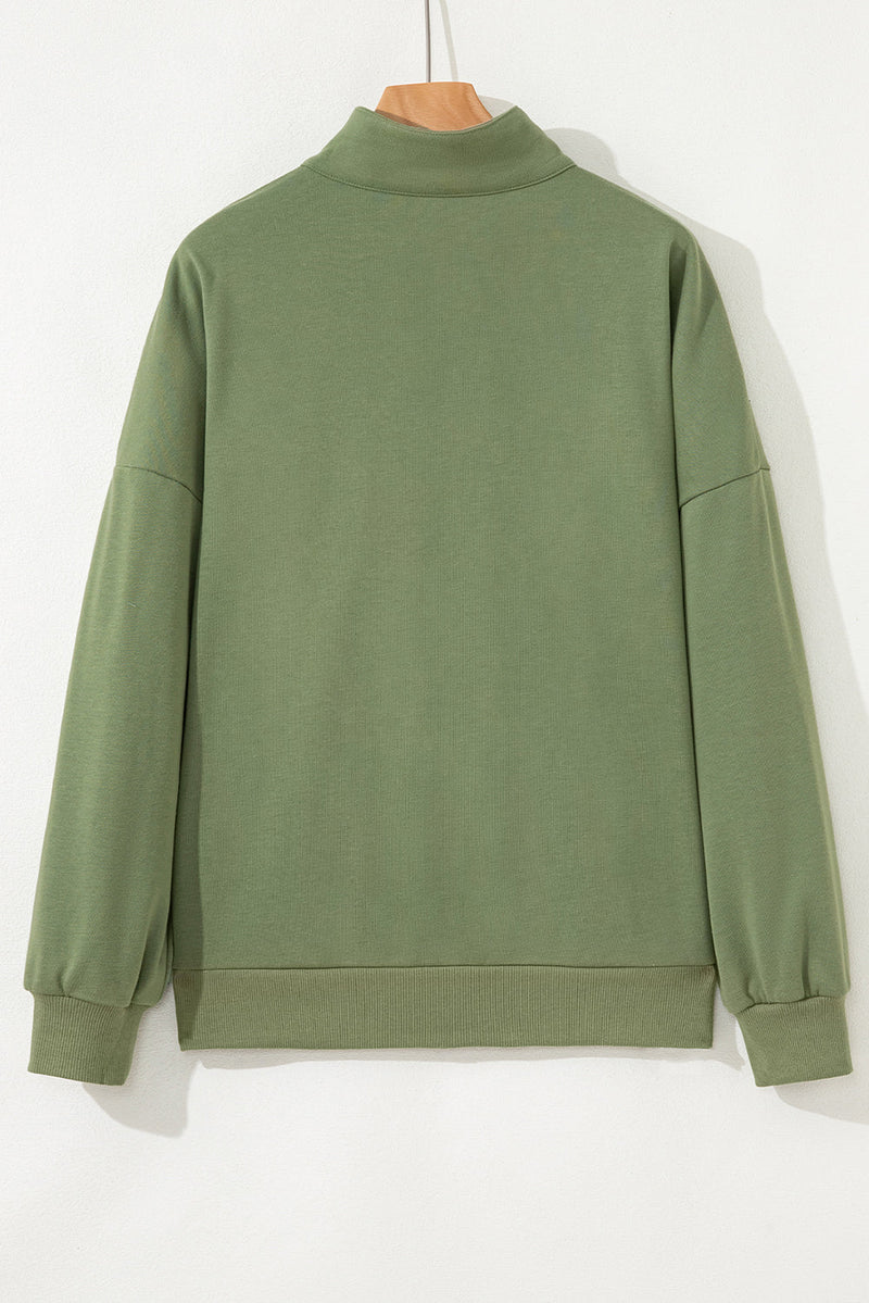Felitina Patchwork Zip Collar Pullover