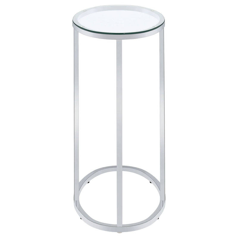 Kyle Oval Glass Top C-Shaped Sofa Side Table Chrome