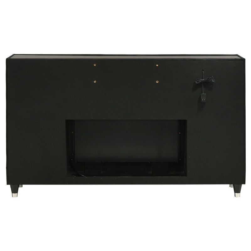 Lorient 8-drawer LED Bedroom Flame Box Dresser Black