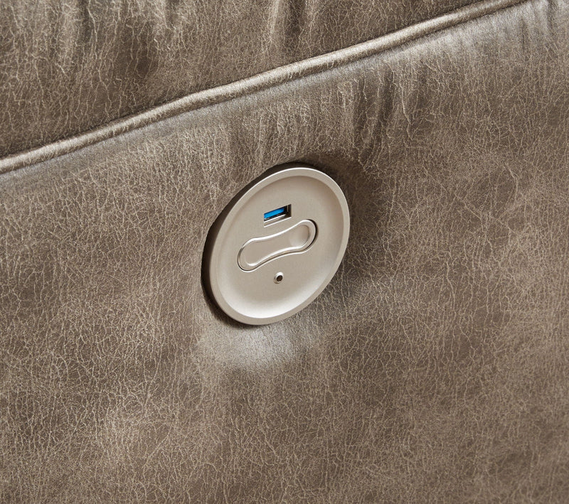 Ravenel - 3-Piece Power Reclining Sectional With Raf Power Reclining Loveseat With Console - Faux Leather - Fossil