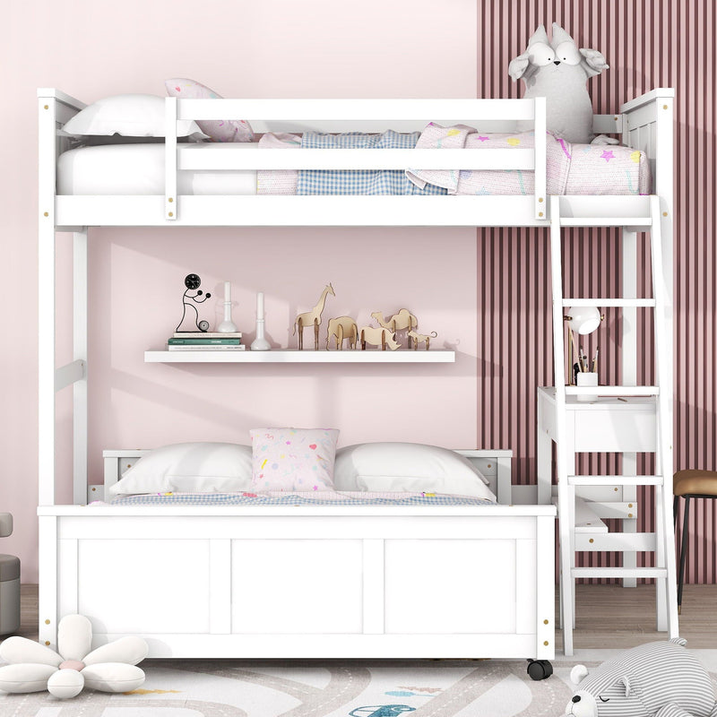 Full Over Full Bunk Bed With Desk