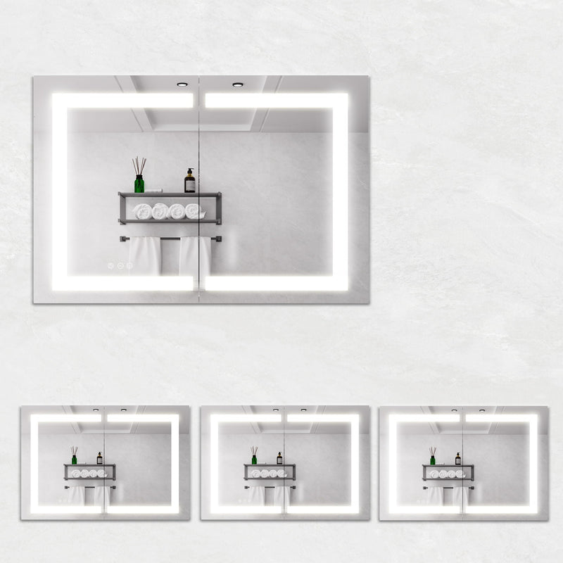 Medicine Cabinet With LED Vanity Mirror, Anti-Fog, Waterproof, Dimmable With Touch Switch