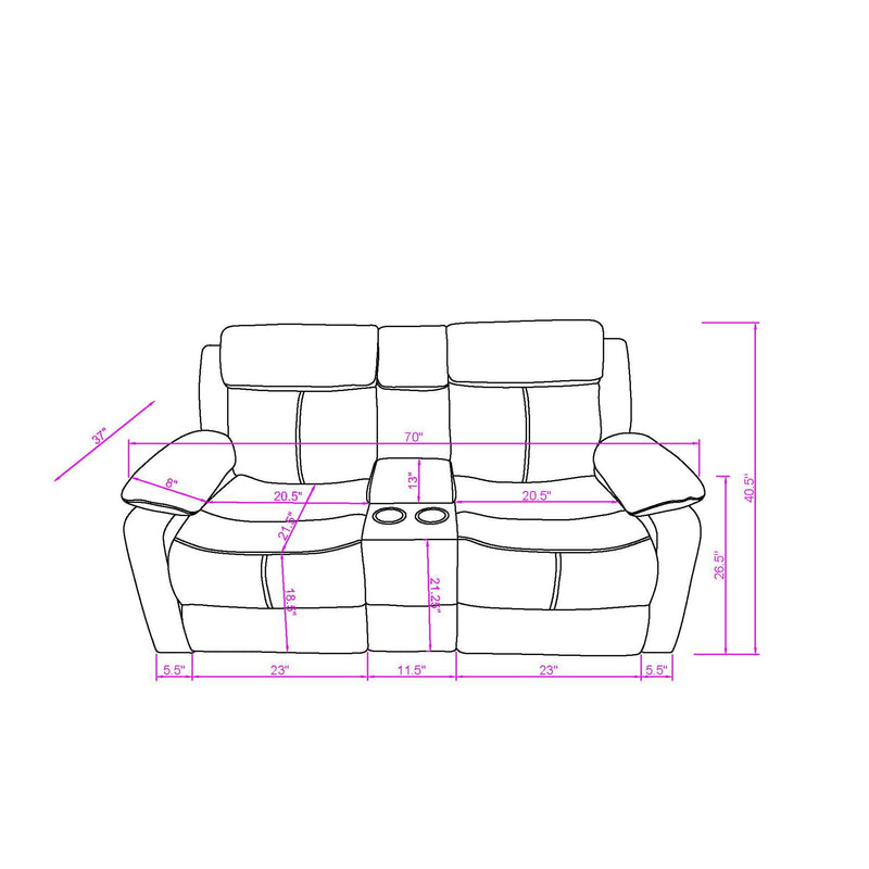 Blanche - Console Reclining Loveseat With LED Lights And Speakers