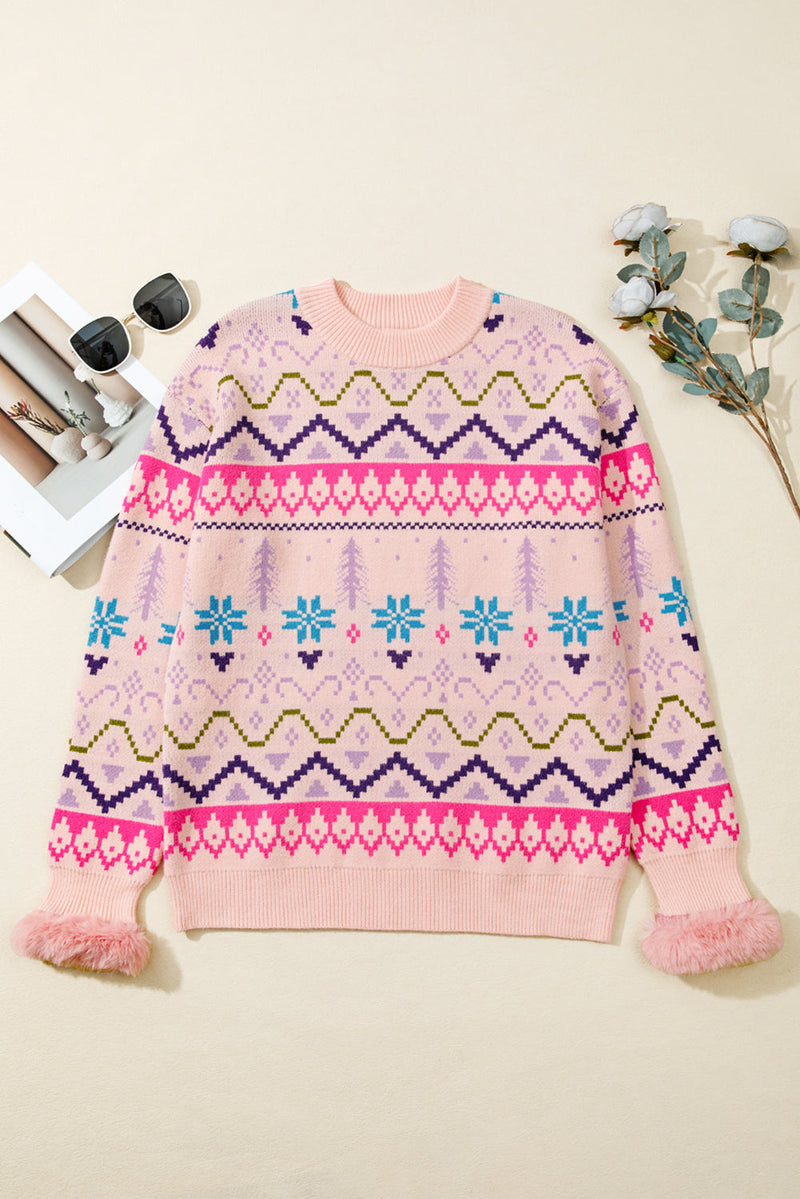 Kayaetta Knit Feather Cuffed Sweater