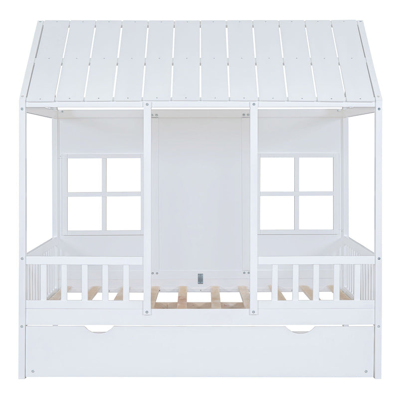 House Bed With Twin Size Trundle, Daybed