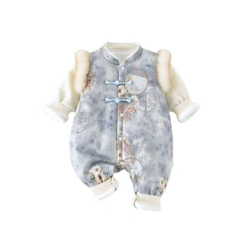 Fleece-lined Extra-thick Childrens Outdoor Cotton Jumpsuit