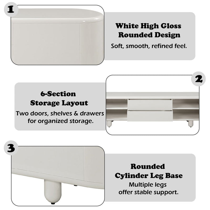 Keely - TV Stand - White High Gloss