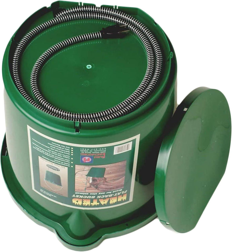 Inc. Heated Water Bucket with Flat Back & Built-In Thermostat, 5 Gallon, Green