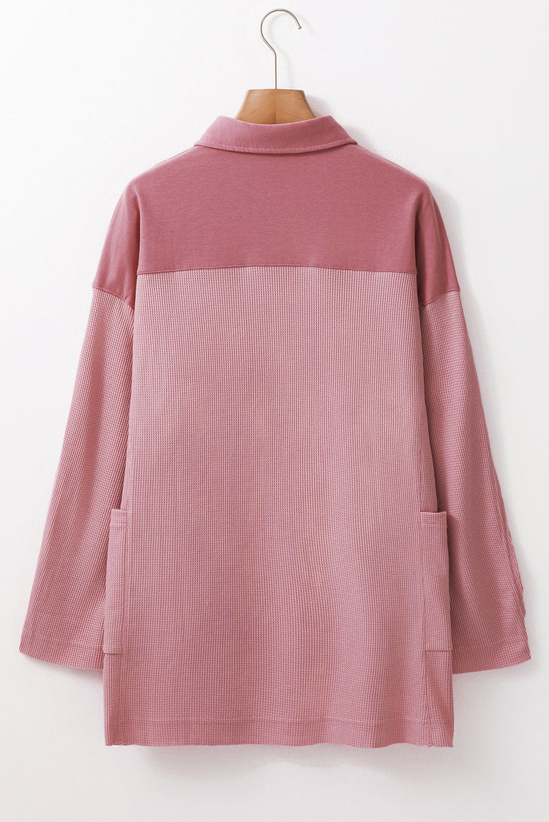 Arianna Waffle  Half Button Top.