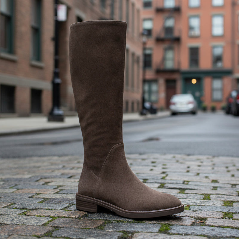 Women’s Long Martin Suede Boots | Solid Color Winter Fashion Boots