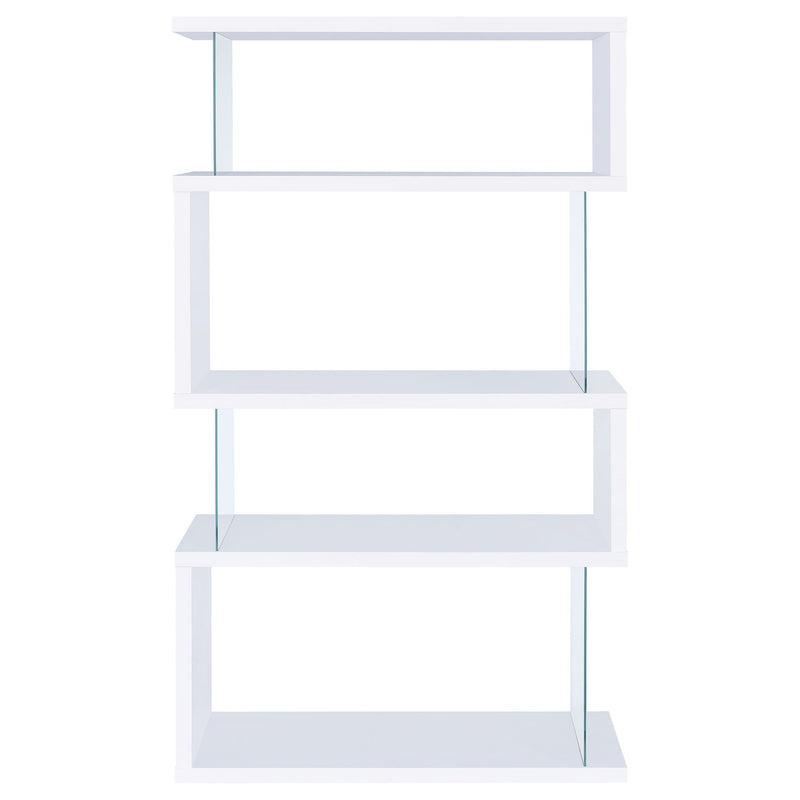 Emelle 63-inch 4-shelf Glass Panel Bookshelf White