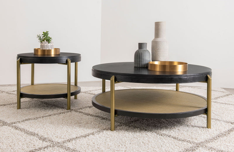 Arini 2-piece Round Coffee and End Table Set Black
