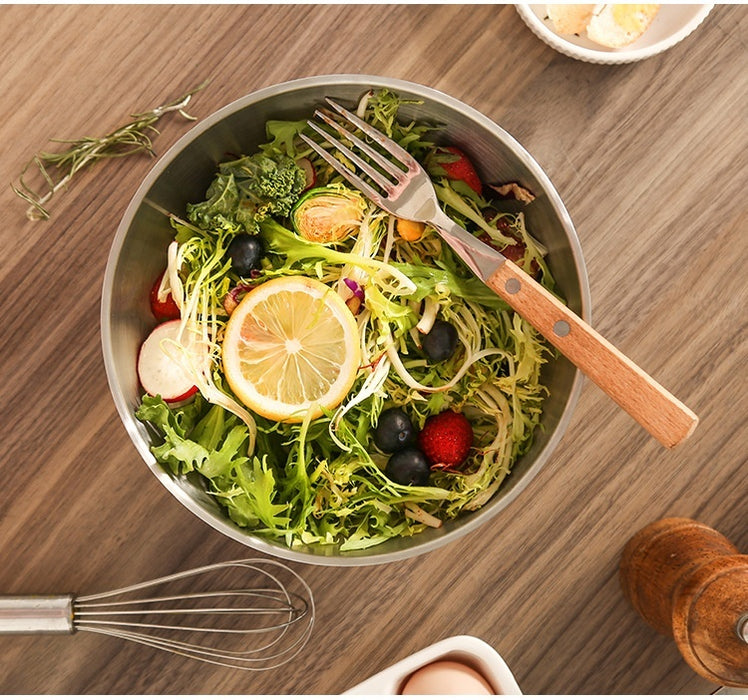 Stainless Steel Double-layer Insulation Bowl Rice Bowl Large Diameter Noodle Bowl Salad Bowl Soup Bowl