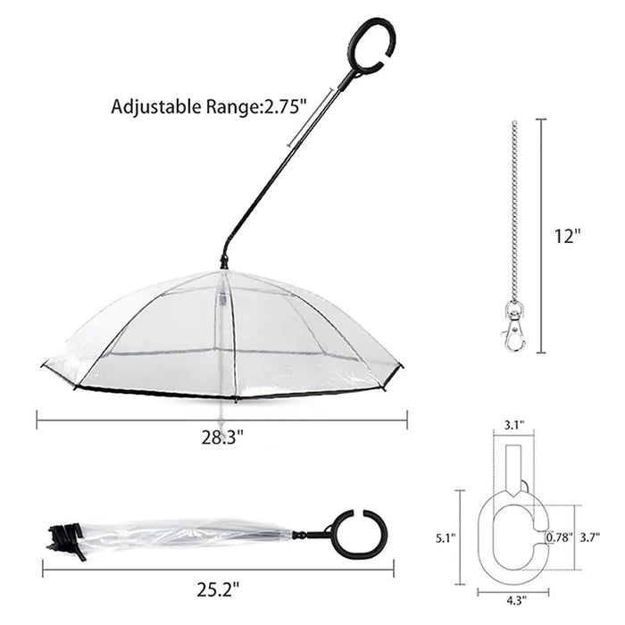 Flexible Handle Umbrella for Dog with Rope for Small Pets