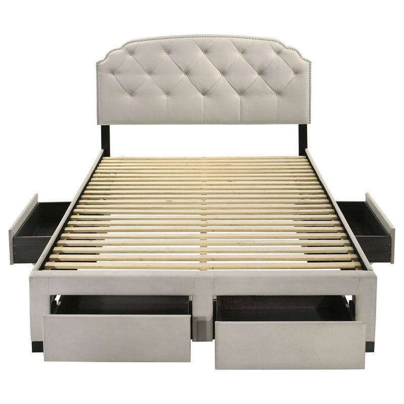 Marianna 4-drawer Upholstered Queen Storage Bed Cream