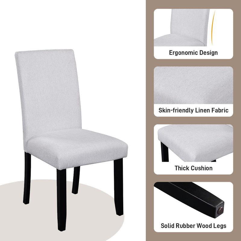 5 Piece Round Dining Table Set, Modern Dining Table And 4 Upholstered Chairs For Dining Room