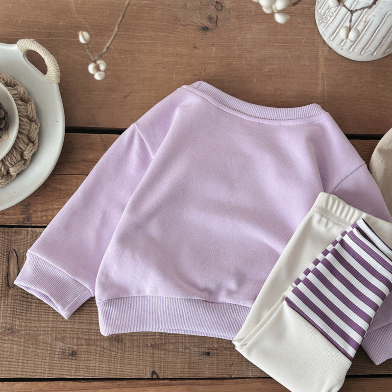 Baby Floral Hoodie And Striped Pants Two-piece Set