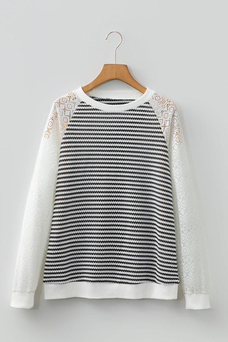 Taylor Hollowed Lace Patchwork Long Sleeve Top