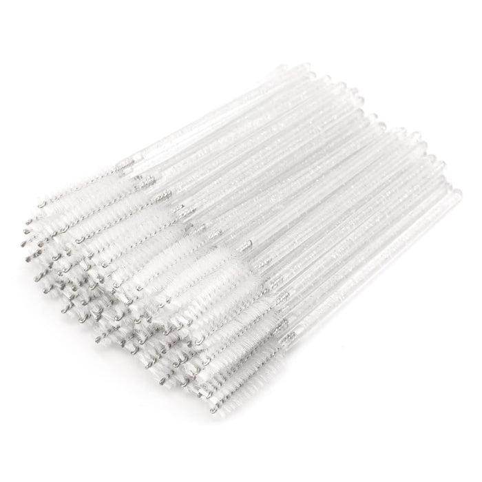 100PCS Eyelash Mascara Brushes, Disposable Lash Spoolies, Crystal Mascara Wands Makeup Kits for Eyelash Extensions and Eyebrow (Pink)