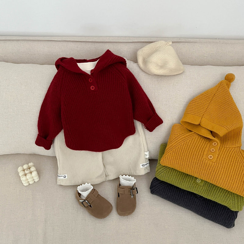 Thickened Hooded Knitted Pullover For Spring And Autumn