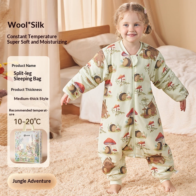 Sleeping Bag Silk Wool Autumn And Winter Thickened Constant Temperature For Children