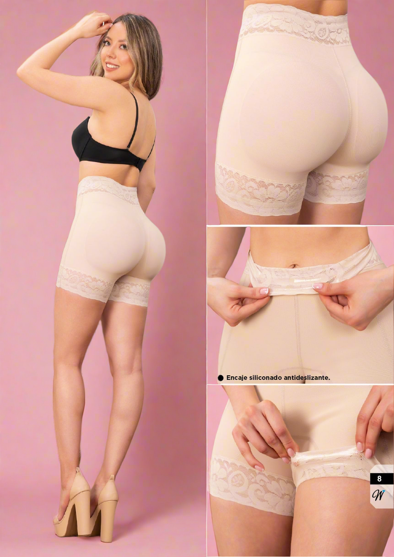Colombian Nude Powernet Shaper Short with Anti-Slip Lace FW-003