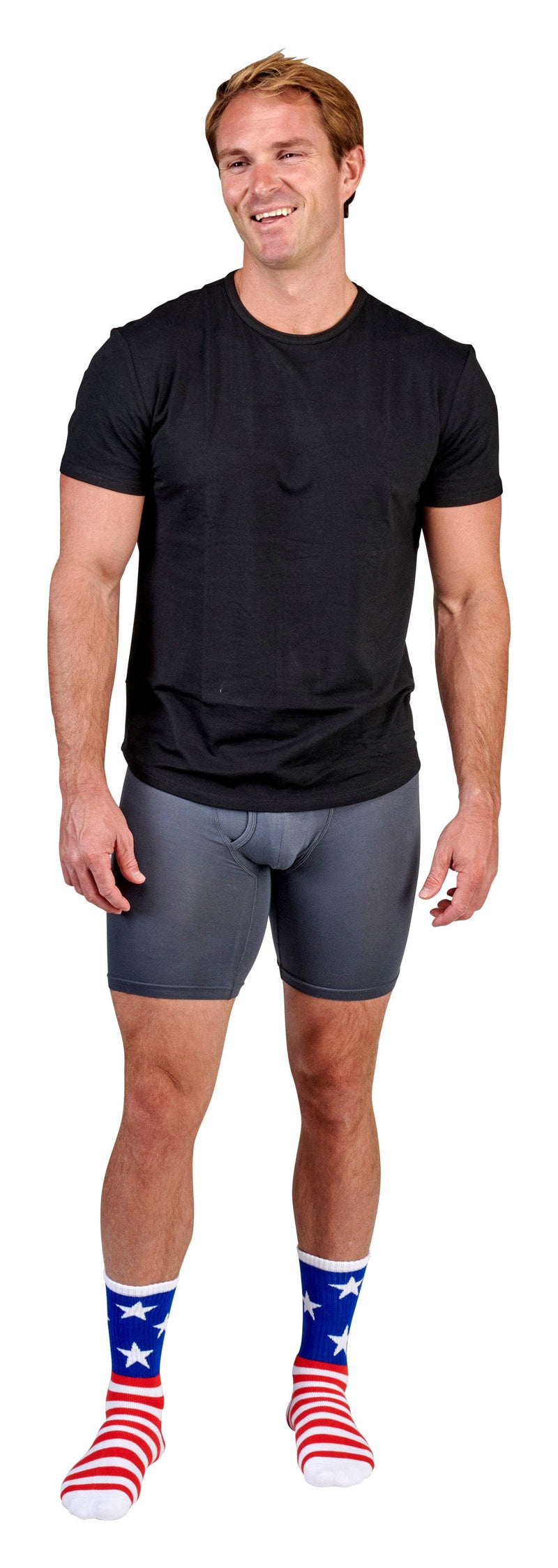 Bamboo Sports Red White and Blue Premium Bamboo Rayon Crew Work Socks- Moisture Wicking, Odor Eliminating Red, White, and Blue American Flag 4th of July Socks for Men and Women Gift Box 3 Pair