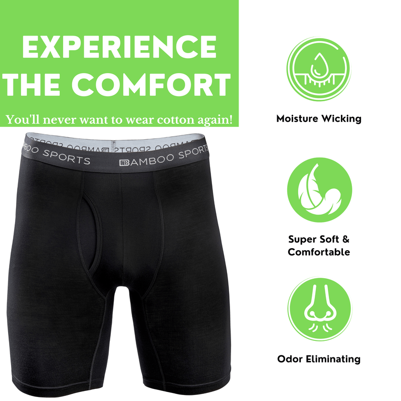 Men's 6" Inseam Bamboo Rayon Boxer Briefs - 4 Pack