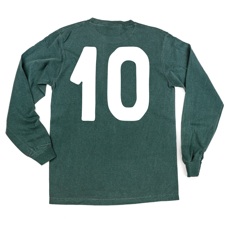 There's No Crying In Baseball (elbows) - Custom Number - LONG SLEEVE Comfort Colors Tee