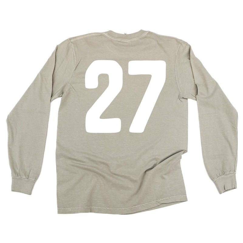 There's No Crying In Baseball (elbows) - Custom Number - LONG SLEEVE Comfort Colors Tee