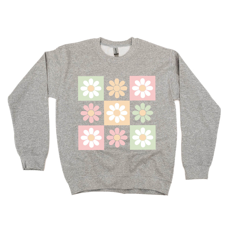 3x3 Checker Board Flowers - BASIC Fleece