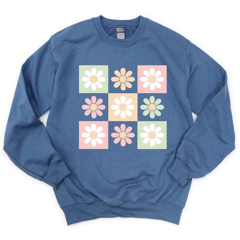 3x3 Checker Board Flowers - BASIC Fleece