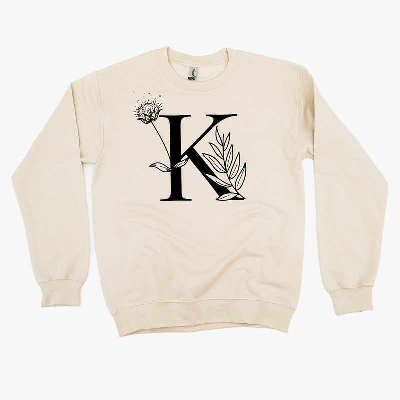 FLORAL INITIALS - BASIC FLEECE CREWNECK