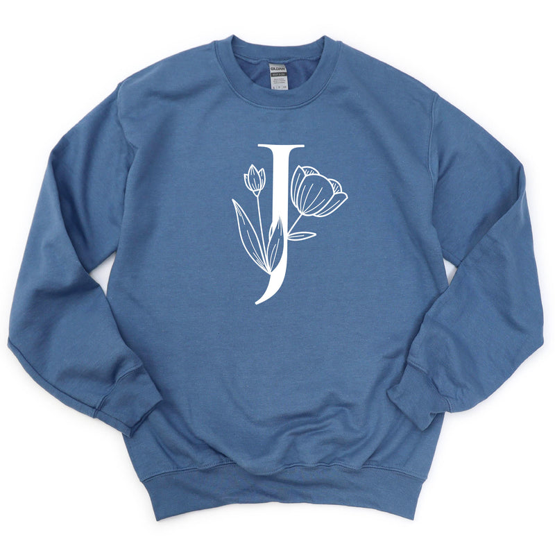 FLORAL INITIALS - BASIC FLEECE CREWNECK