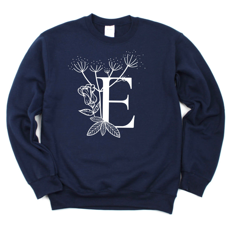 FLORAL INITIALS - BASIC FLEECE CREWNECK