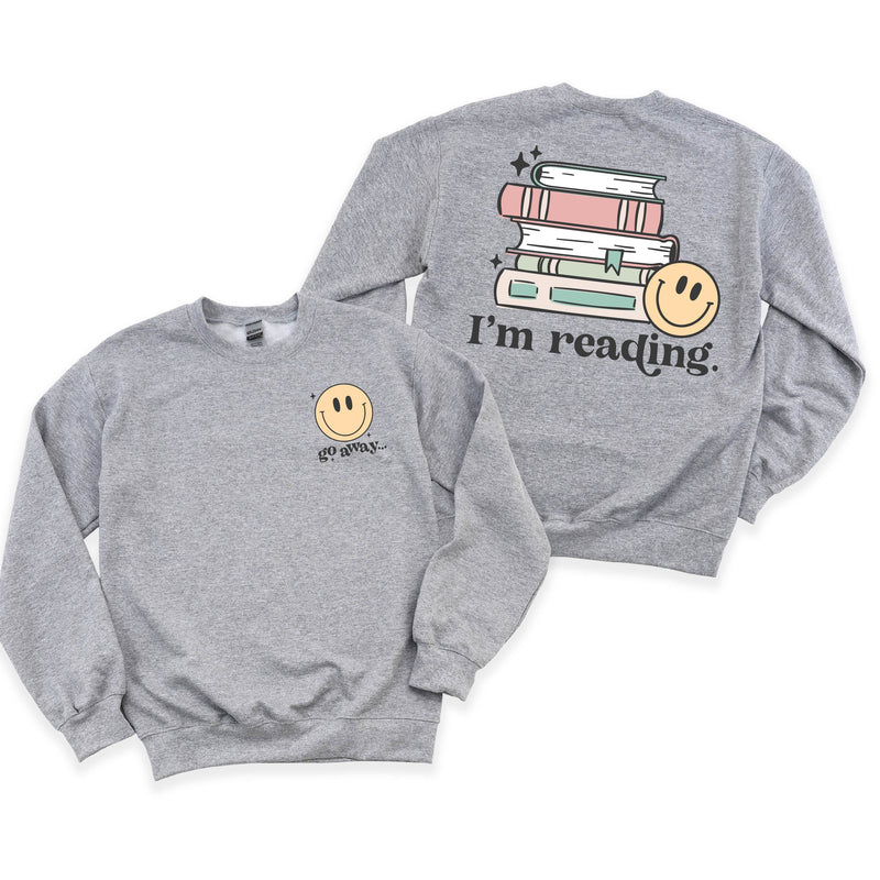 Go Away... Pocket Design on front w/ I'm Reading. Full Design on back - Basic Fleece