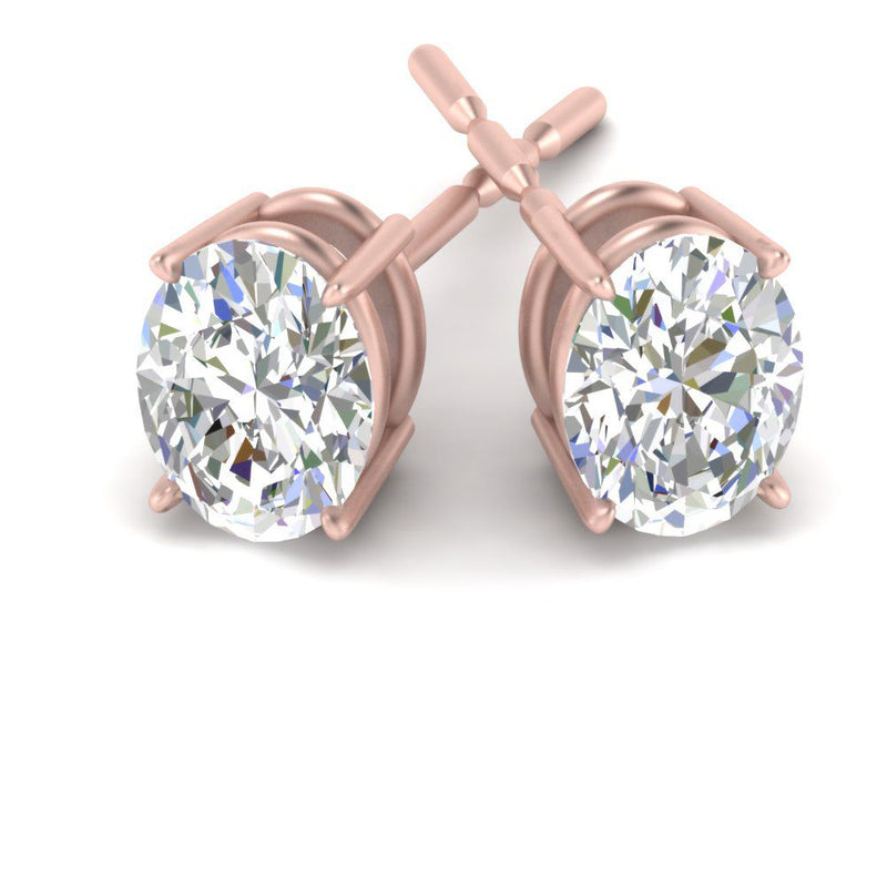 Classic Four Prong Oval Diamond Solitaire Stud Earrings (1.00 Ct - 10.00 Ct)