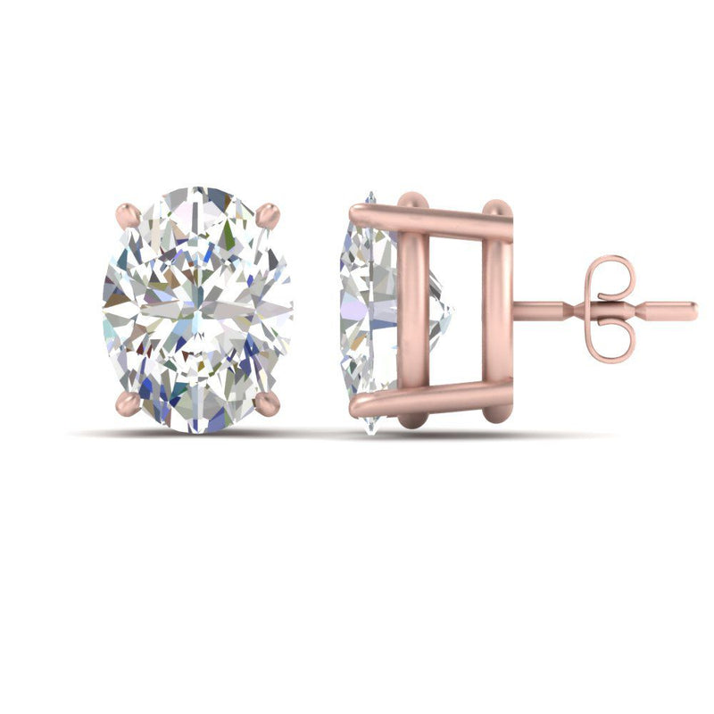 Classic Four Prong Oval Diamond Solitaire Stud Earrings (1.00 Ct - 10.00 Ct)